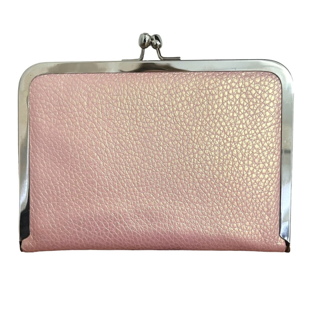 Vintage Pink Pearlescent Photo Keeper Wallet Crystal Kiss Lock For 4x6 Photos